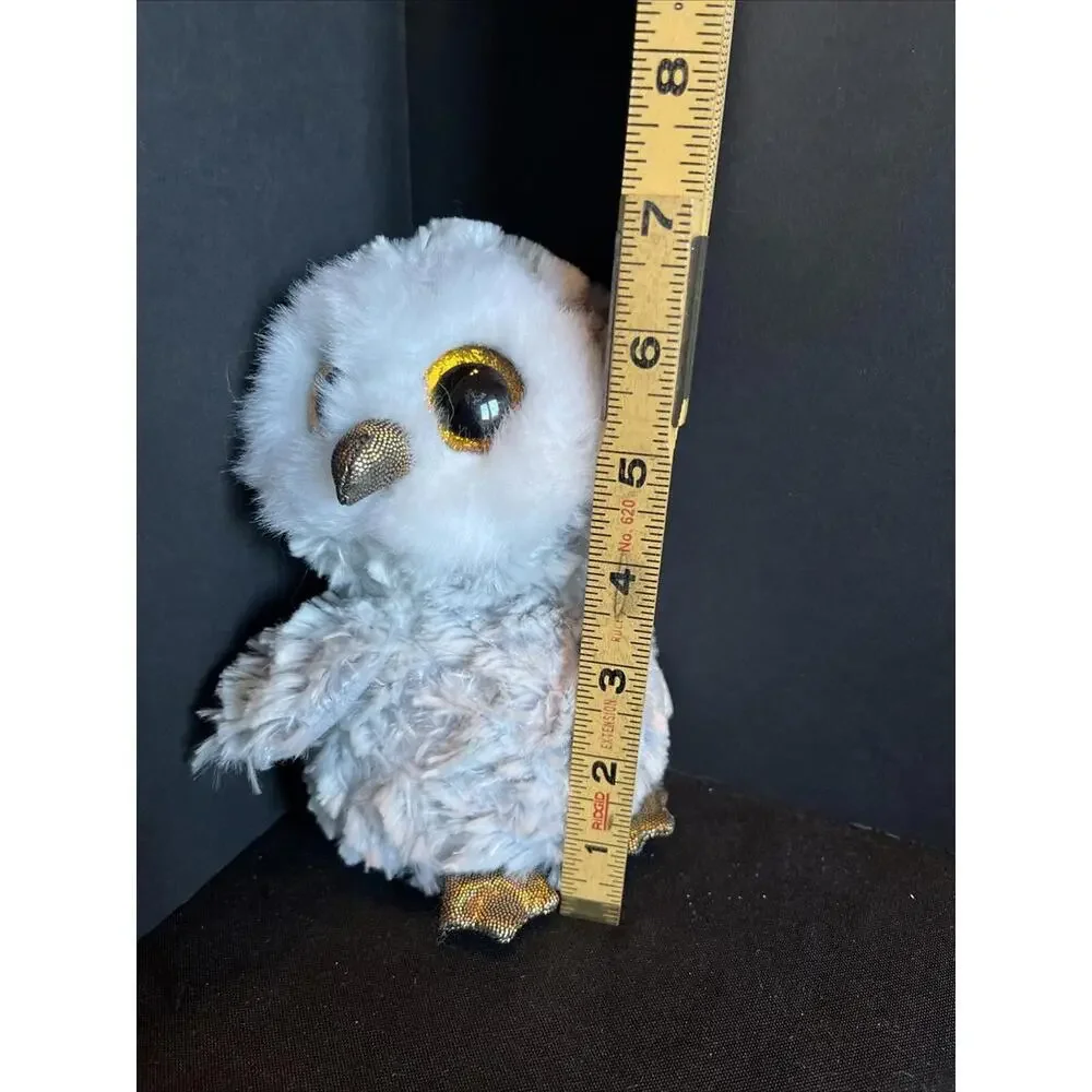 Ty Beanie Boo Boos Owlette Silver & Gold Owl 7” Sparkle Eyes Plush